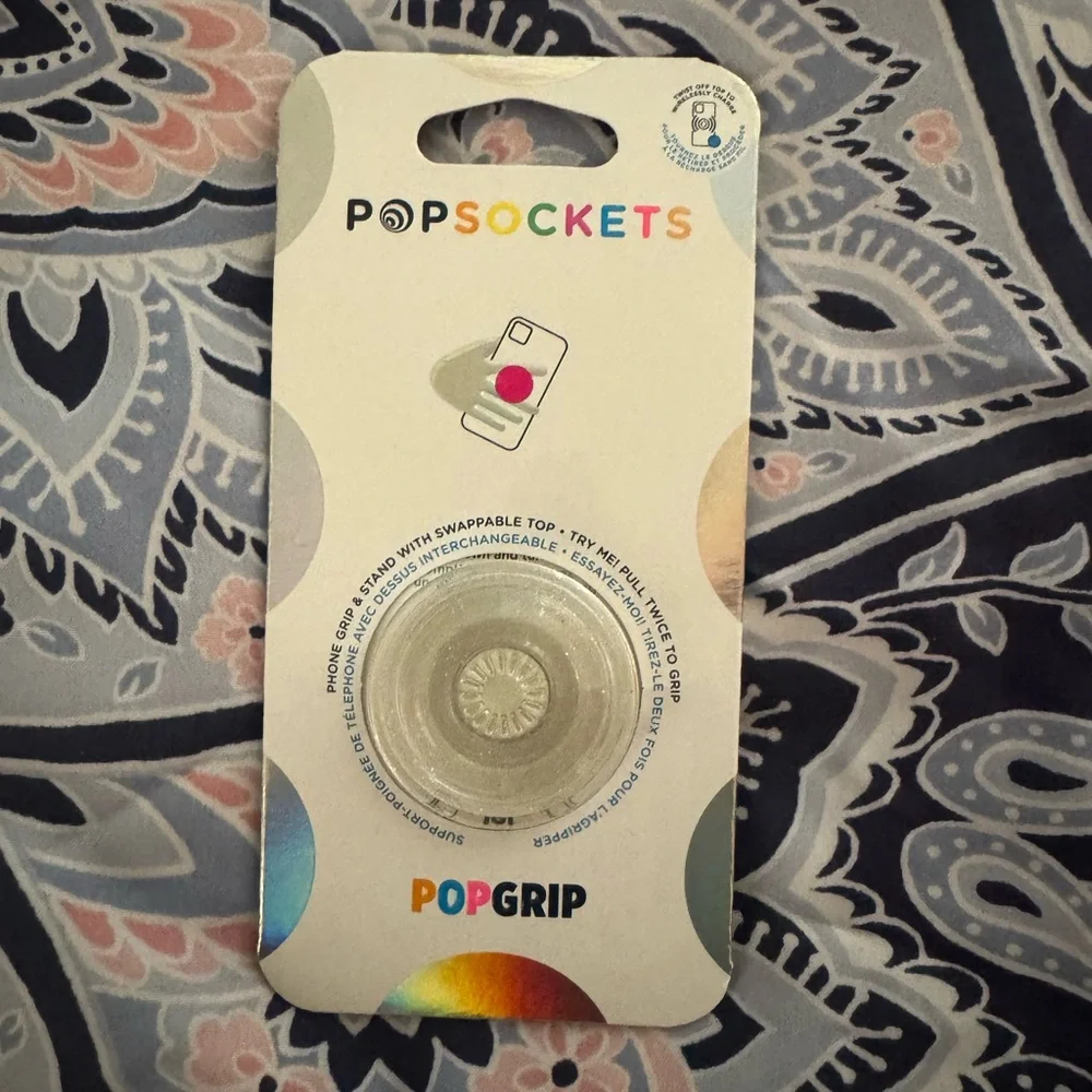 PopSocket Clear with Silver Glitter